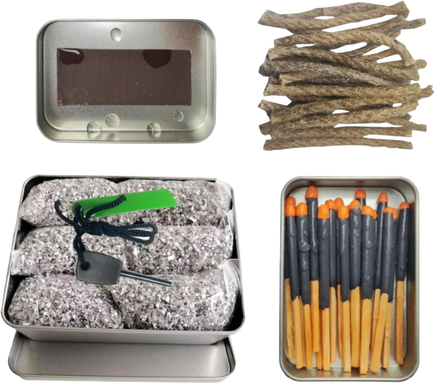 eGreen Magnesium Fire Starter: Waterproof Matches, Ferro Rod & Rope Options