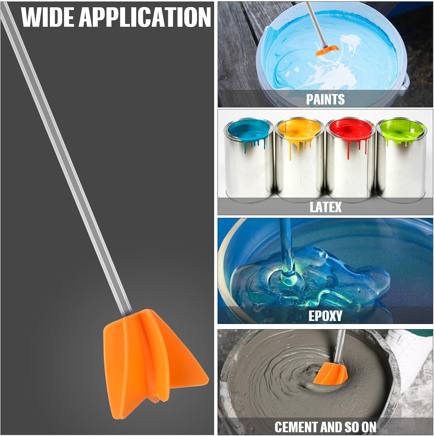 Loosh 11",6 Pcs Paint Stirrer for Drill, Paint Mixer Attachment,Orange