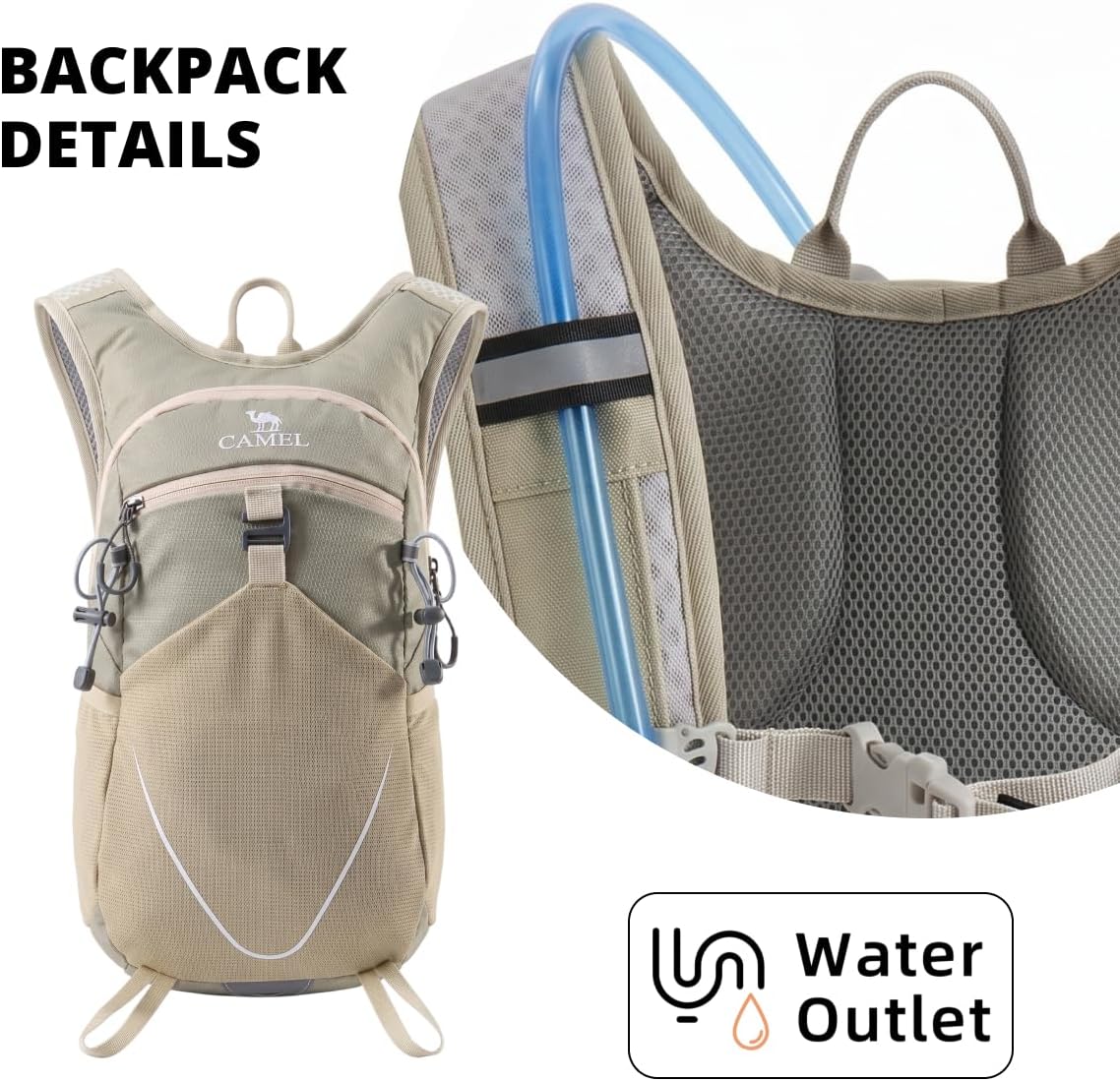 CAMEL Small Hiking Backpack for Women Men Lightweight Travel Daypack Cycling Bag Water Resistant Sports Backpacks