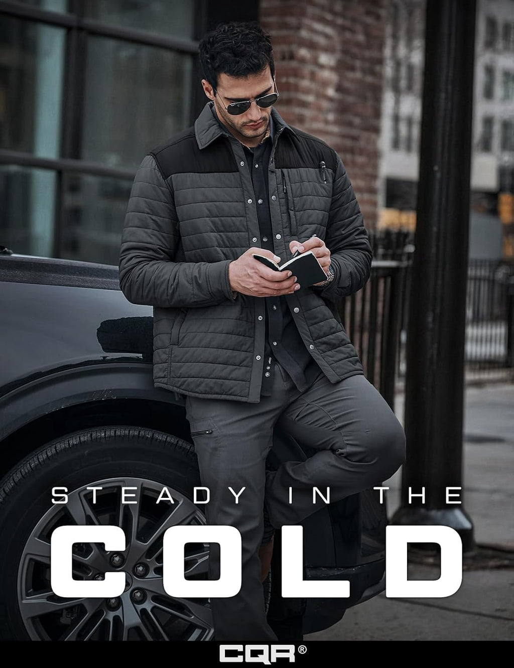CQR Men's Lightweight Warm Insulated Jacket, Windproof Water Resistant Winter Active Coat for Hiking Work Outdoor Tactical