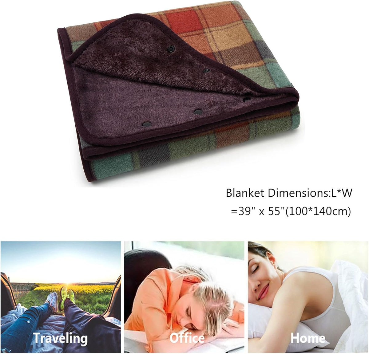 forestfish Fleece Wearable Blanket Oversized, Comfy Lightweight Lap Blanket Poncho Throw With Buttons, 63“x 55” (Multicolor, Medium(55”x39”))