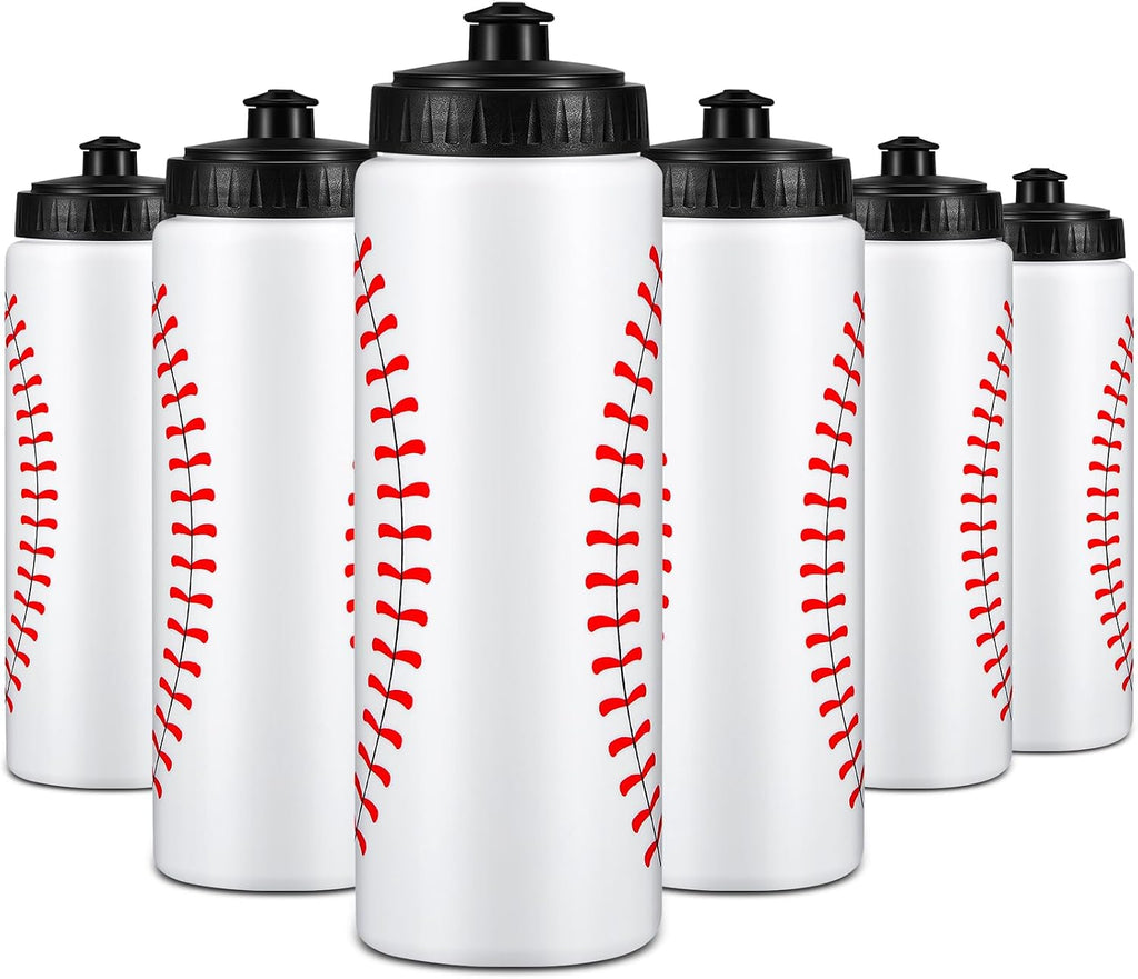 Yaomiao Baseball Water Bottle Bulk Reusable Sports Bottle 20 oz Squeeze Baseball Accessories Gifts School Sports