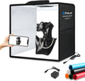 PULUZ Light Box Photography, 12"x12" Professional Dimmable Shooting Tent Kit with CRI >95 White Lighting 120 LEDs Lights + 6 Photo Backdrops for Product Display