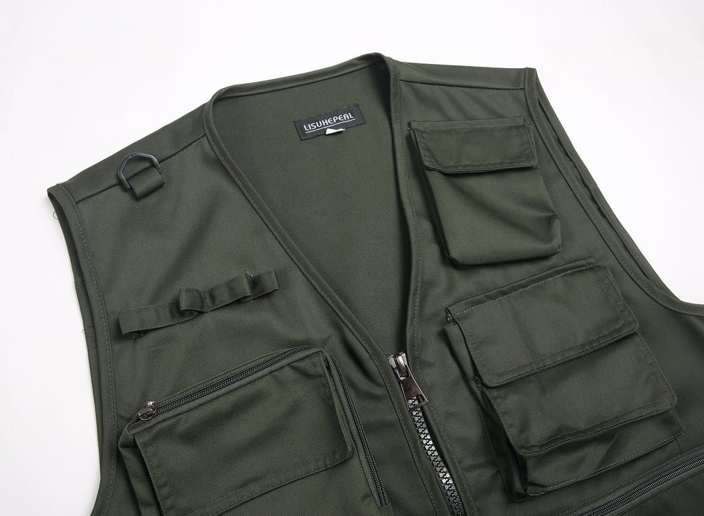 Men’s Fishing Vest Summer Outdoor Work Safari Travel Photo Vest with Multi Pockets