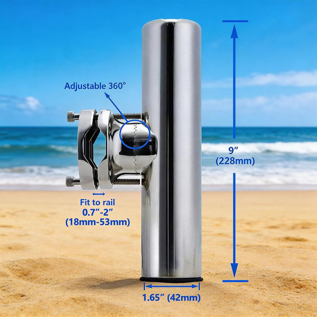 Stainless Clamp on Fishing Rod Holder (Rail 0.7" - 2")