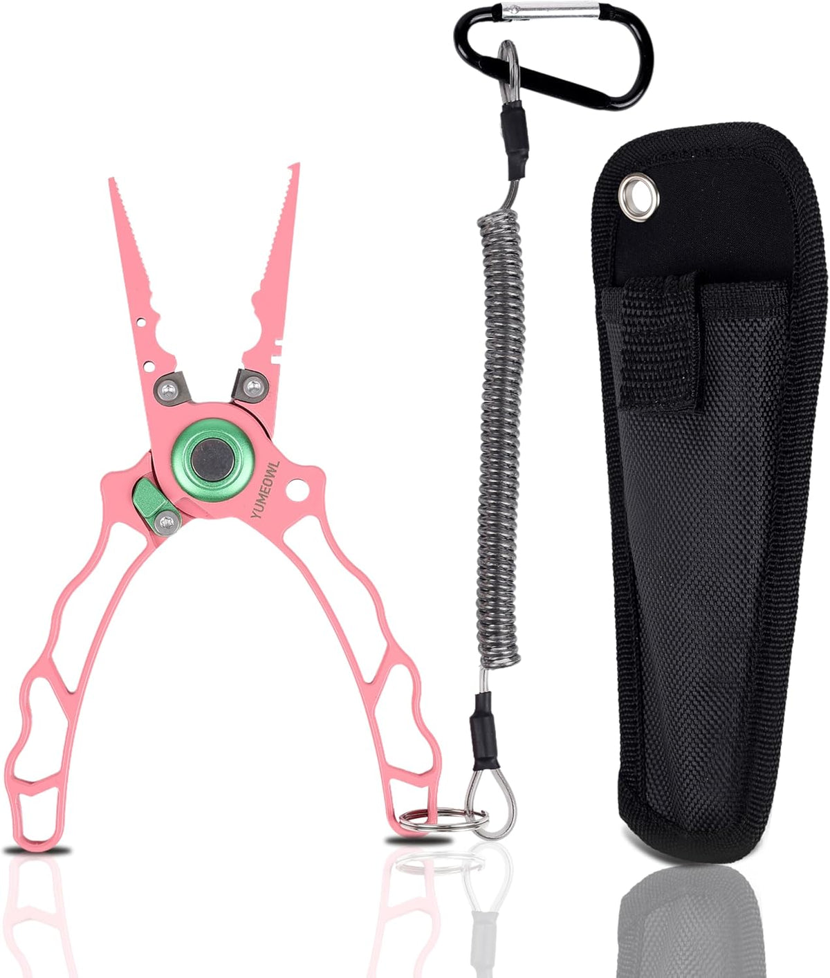 Fishing Pliers with Innovative Ergonomical Handle, Corrosion Saltwater Resistant,Fishing Multitool Hook Remover Braided Fishing Line Cutting, Split Ring with Coiled Lanyard and Sheath