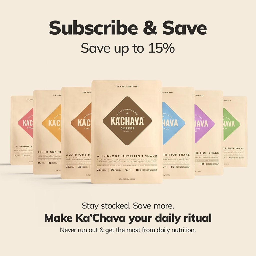 Ka'Chava Whole Body Meal Shake - Vegan Protein with 85+ Superfoods - Plant-Based Meal Replacement with Probiotics & Digestive Enzymes - Chocolate 5 Sachets