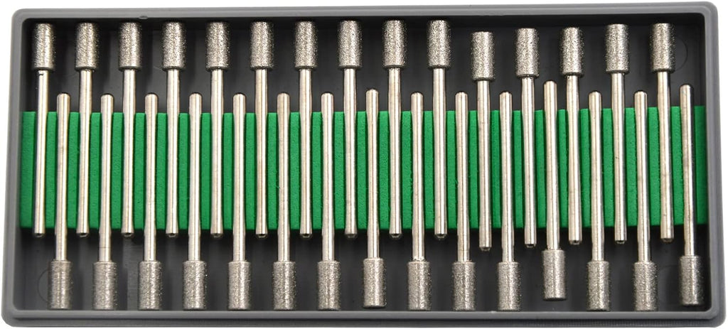 30Pcs 4mm Cylinder,3mm Shaft,Diamond Stone Abrasive Burs Burr Grit Bits for Rotary Tool Grinding Head Jewelry Lapidary Woodworking (Cylinder 4mm)