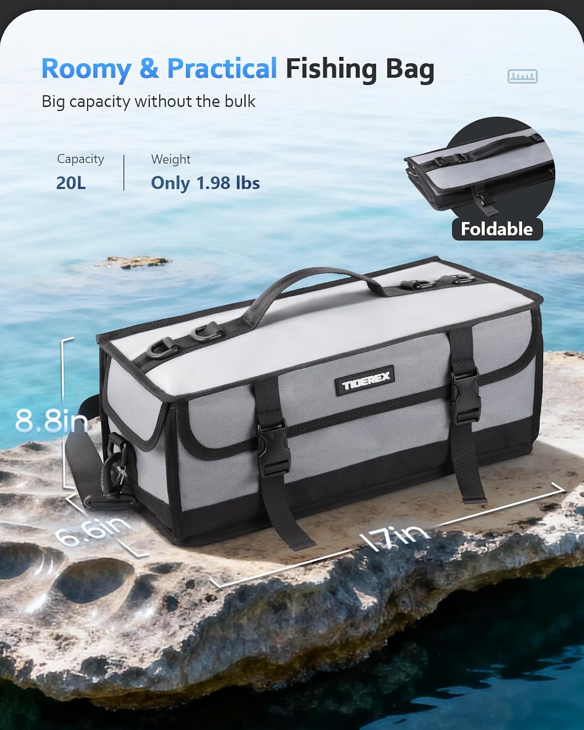 Soft Plastic Bait Storage Tackle Bag with 20 Clear Bait Pouches