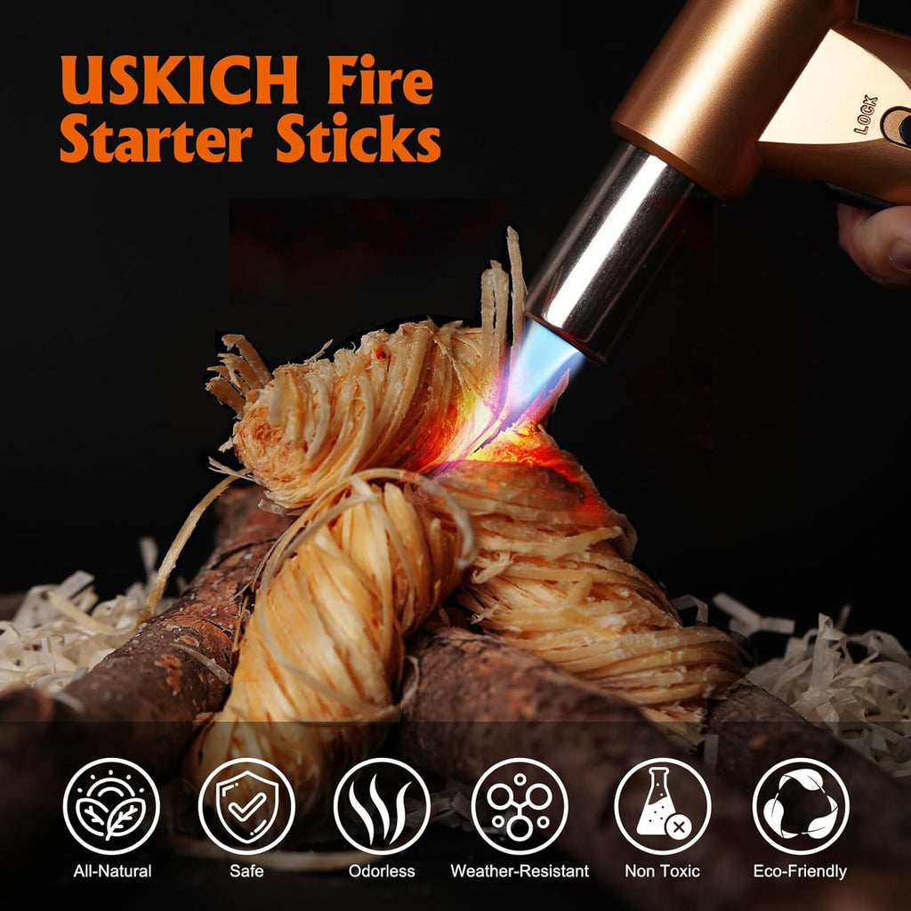 USKICH 150Pcs Fire Starter,Fire Starters for Campfires,Fireplace, Pellet Stove & Wood, Fire Pit, Smoker, BBQ, Chimney, Pizza Oven - Fire Starters for Grill, Charcoal Starter, for Men