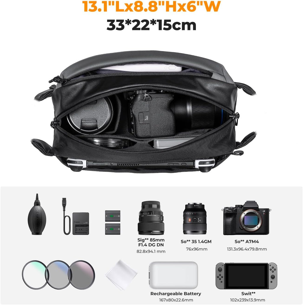 K&F CONCEPT 2 in 1 Camera Sling Bag, Everyday Shoulder Bag