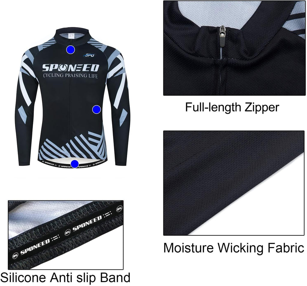Men's Cycling Cothing Sets Long Sleeved Bicycle Jersey and Pants Kits Road Bike Cyclist Wear