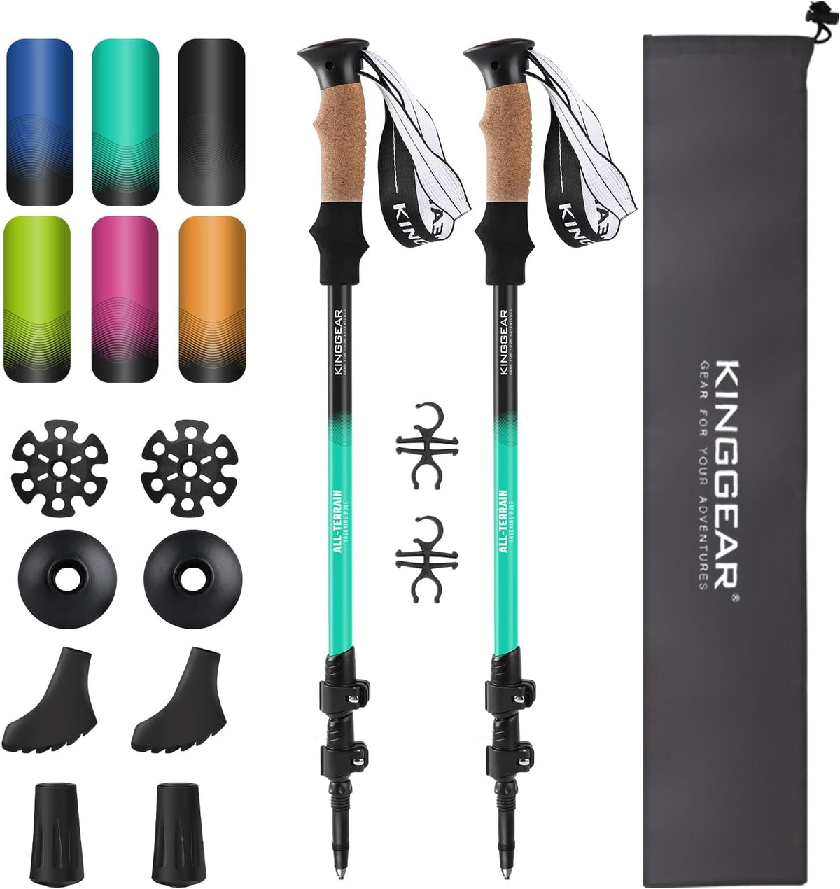 KINGGEAR Trekking Poles 7075 Aluminum Lightweight Hiking Sticks