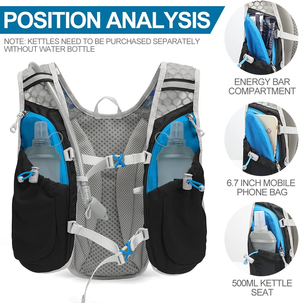 Hydration Pack Backpack, IX INOXTO Running Hydration Vest with 1.5L ( 50 oz) Water Bladder for Men Women, Lightweight Water Backpack for Hiking Cycling Climbing Camping