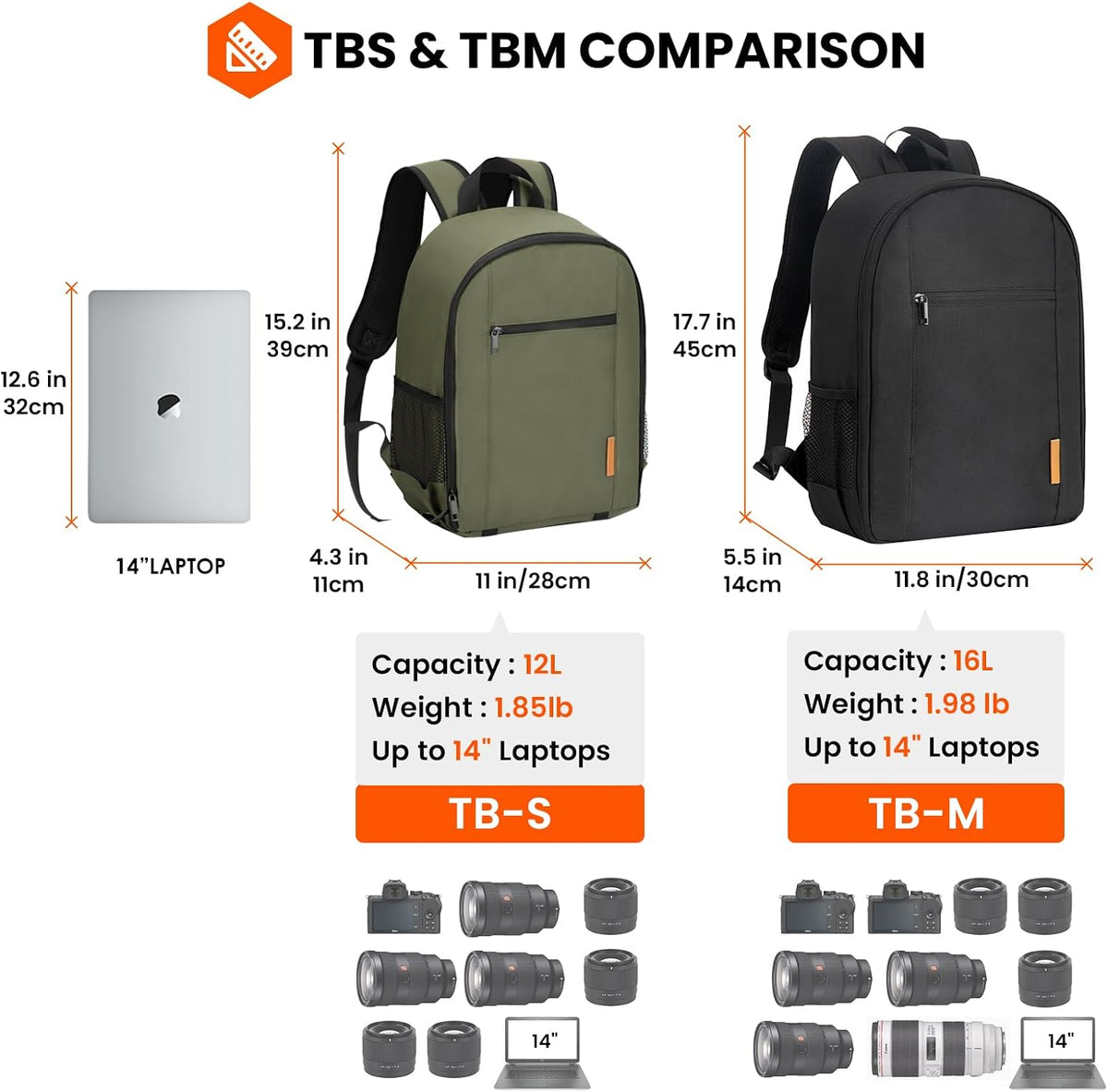 TARION Camera Backpack for Photographers Compact 12L Green TB-S