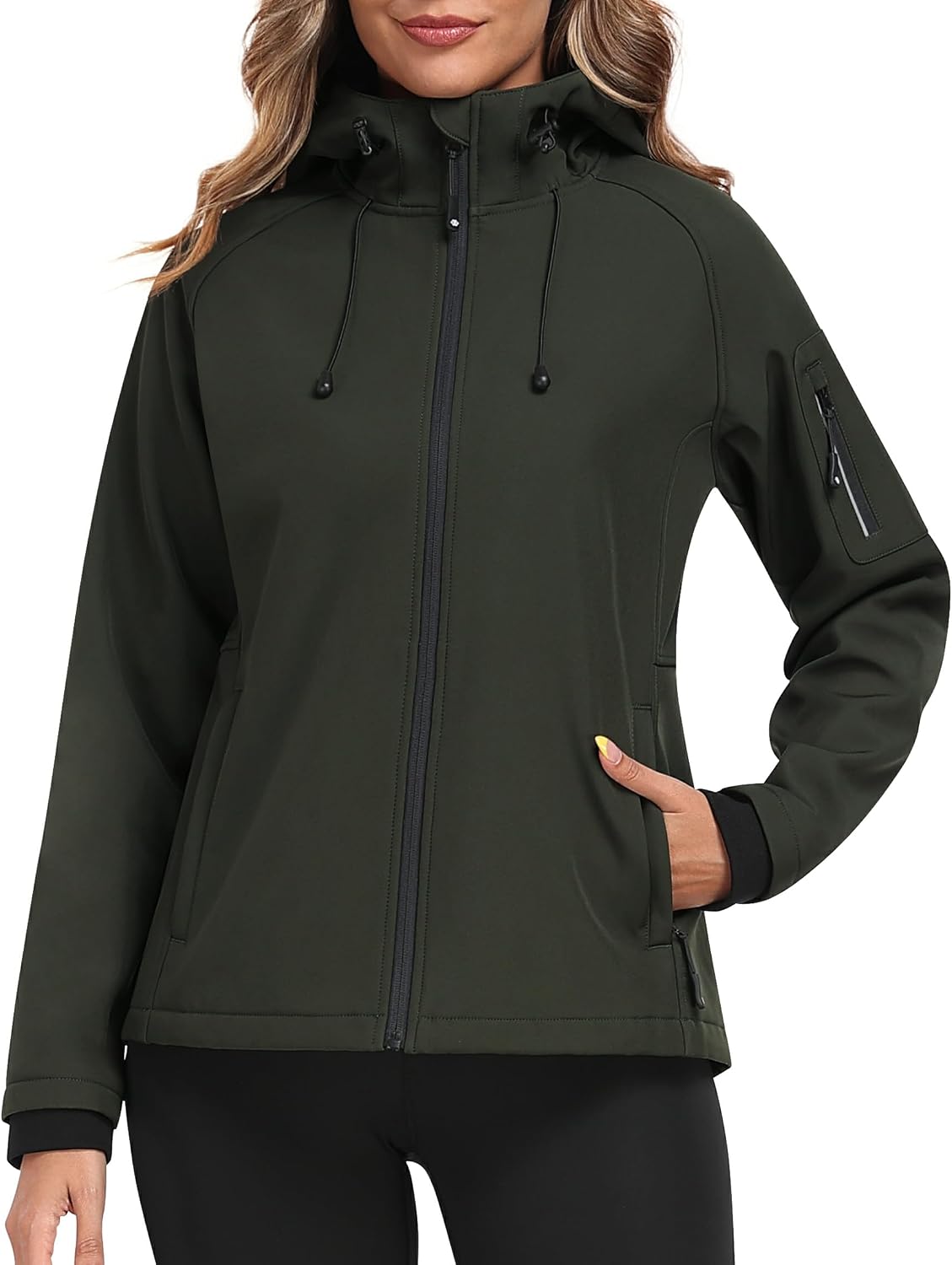 MoFiz Women's Softshell Jacket Waterproof Hooded Fleece Lined Rain Coat