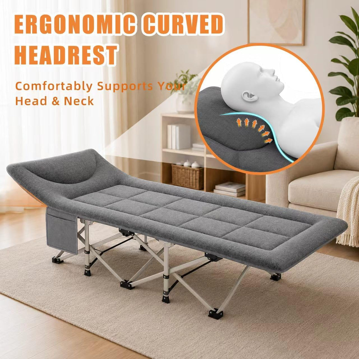 10-Leg Heavy Duty Camping Cot for Adults with Mattress