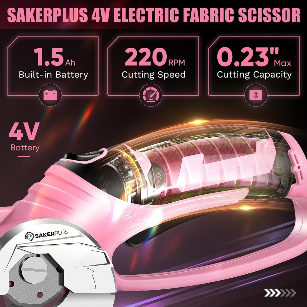 SakerPlus Cordless Electric Scissors, 4V Rechargeable Cardboard Cutter