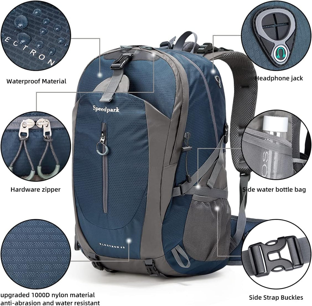 SPEEDPARK 40L Hiking Backpack, Lightweight Camping Daypack with Rain Cover