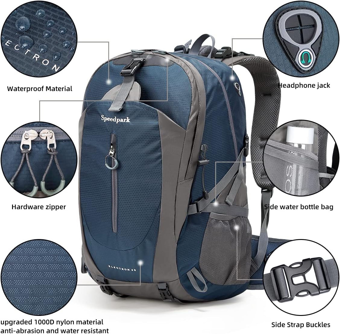 SPEEDPARK 40L Hiking Backpack, Lightweight Camping Daypack with Rain Cover