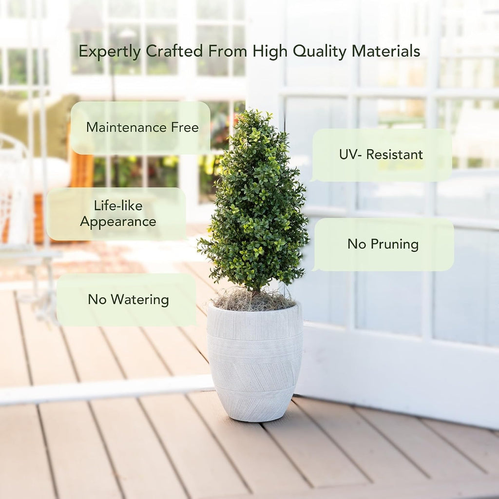 Nearly Natural 2.5 ft Artificial UV-Resistant Boxwood Plant (Set of 2)