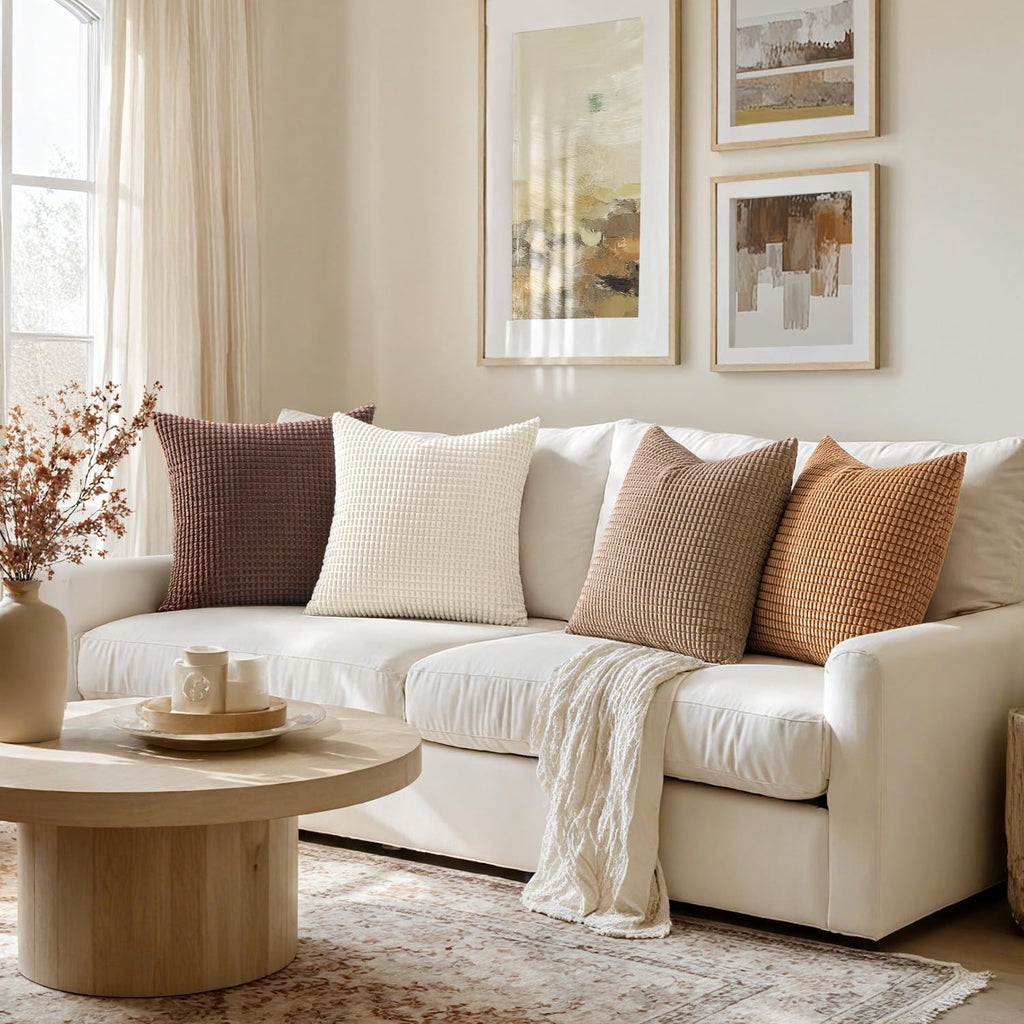 MIULEE Fall Decorative Throw Pillow Covers 18x18 Inch Set of 4 Brown