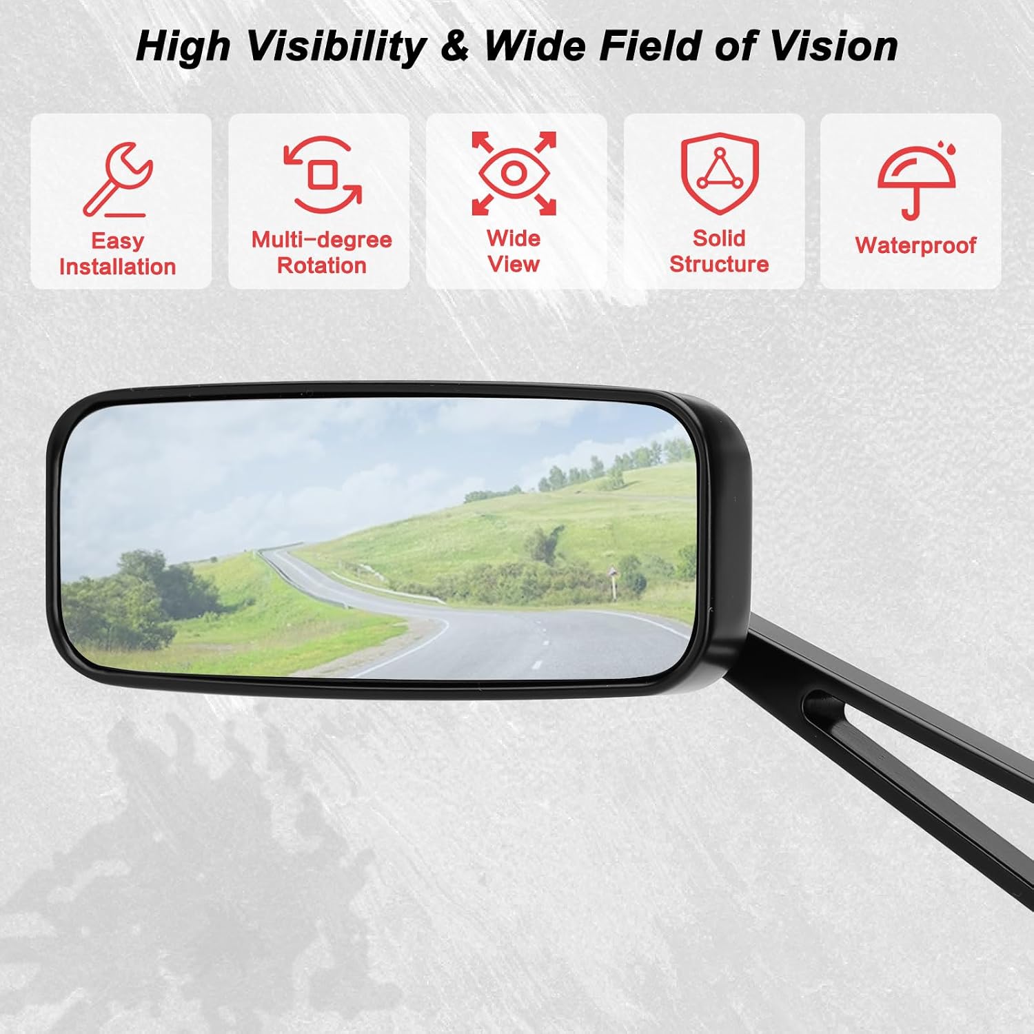 Motorcycle Rectangle Rearview Mirrors 8mm 10mm for Harley Touring
