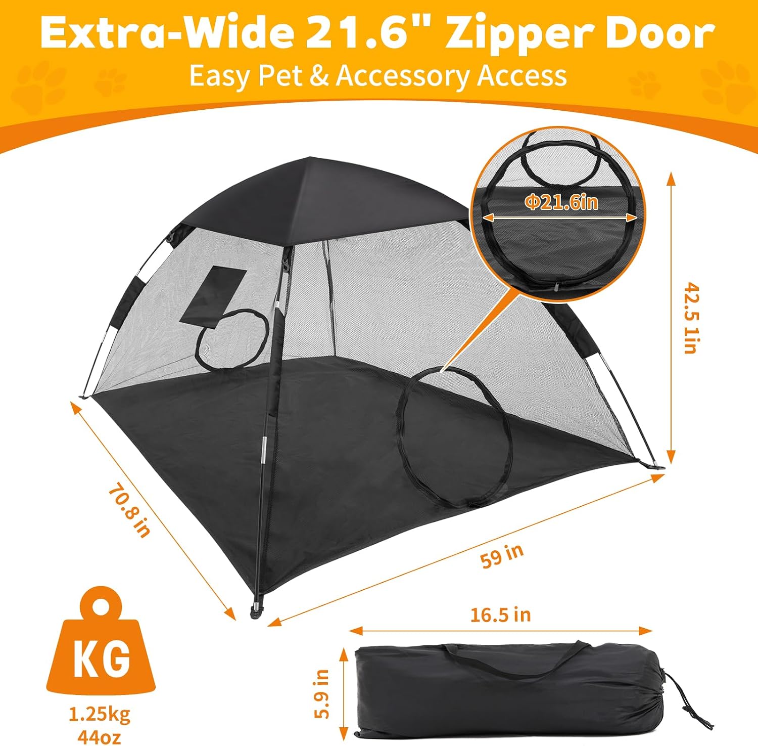 GEERTOP Portable Pet Tent for Cats Outdoor Camping Playpen Sunshade Cat Enclosures for Indoor Kittens Rabbits Guinea Pigs Small Animals Mesh House
