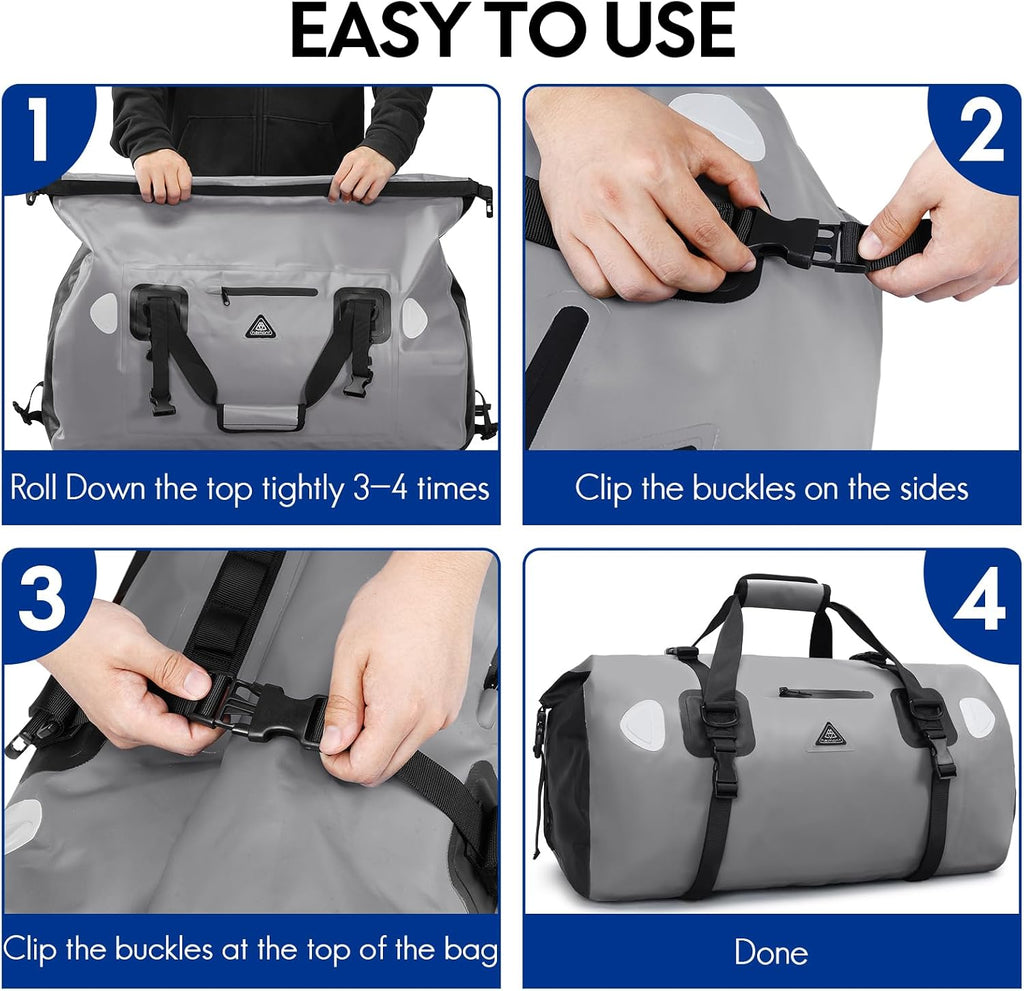 Haimont Waterproof Duffel Bag Roll-top Dry Duffel Bag with Quick-fixed Straps for Motorcycling, Rafting, Boating, SUP, Kayaking, Travel, 50L/70L