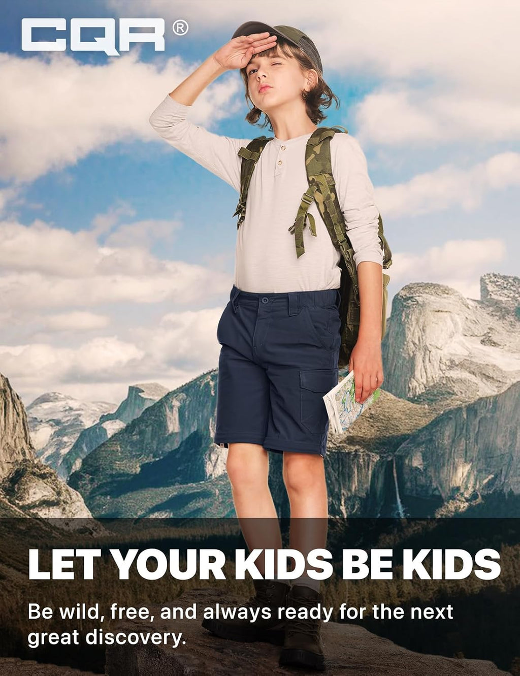 CQR Kids Youth Hiking Cargo Pants, UPF 50+ Quick Dry Convertible Zip Off Pants, Outdoor Camping Pants
