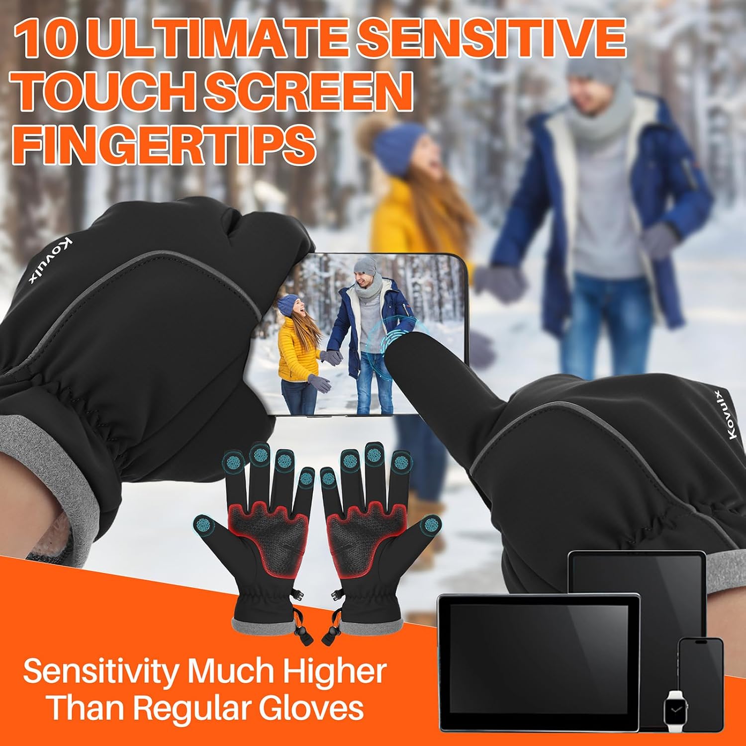 Winter Gloves Warm for Men & Women - Waterproof Touchscreen Outdoor Thermal Gloves with Plush Lining/Adjustable Wrist,Snow Shoveling Commuting Skiing