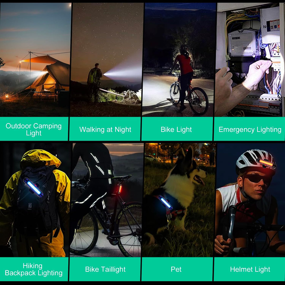Super Bright 6 LED Bike Lights, 6400mAh USB C Rechargeable Bicycle Lights
