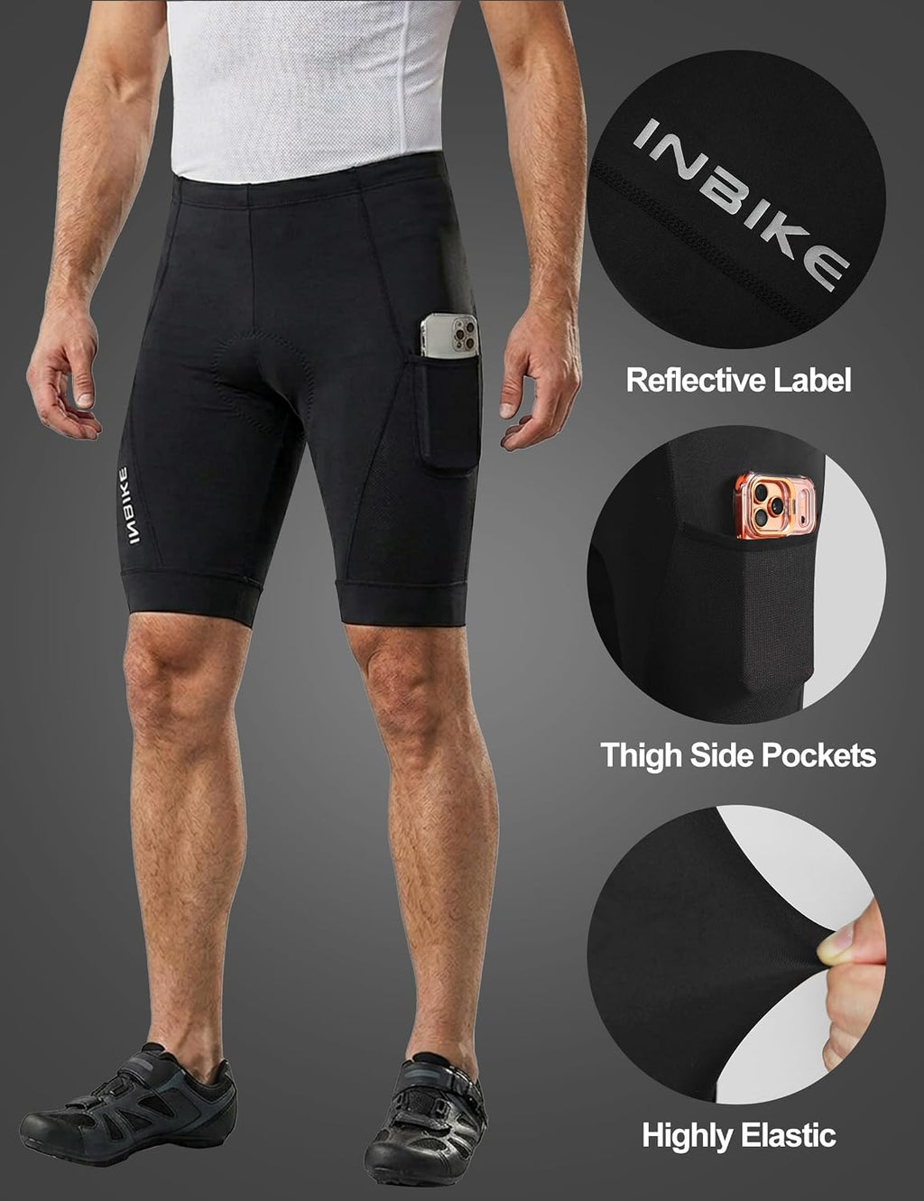INBIKE Cycling Jersey Mens Set Reflective Breathable Biking Outfit Quick-Dry Bib Bicycle Jersey with 3D Padded Shorts