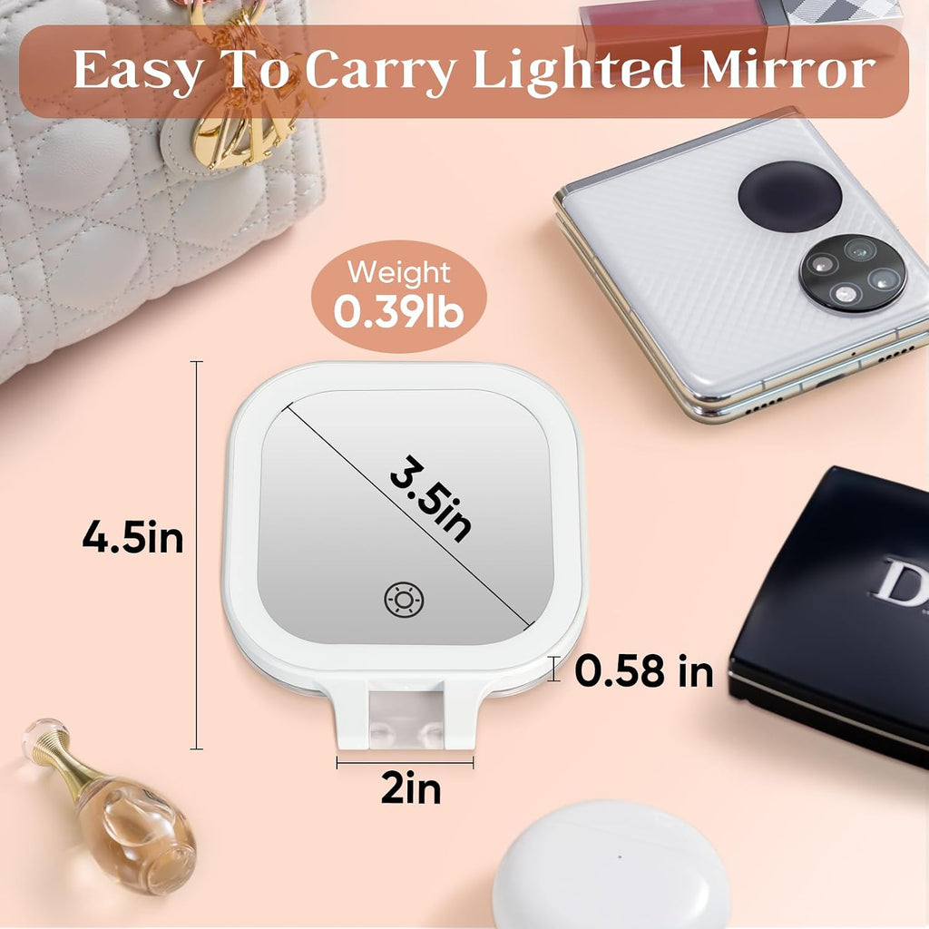 FASCINATE 3.5" Rechargeable Travel Makeup Mirror 30X Magnification (White)