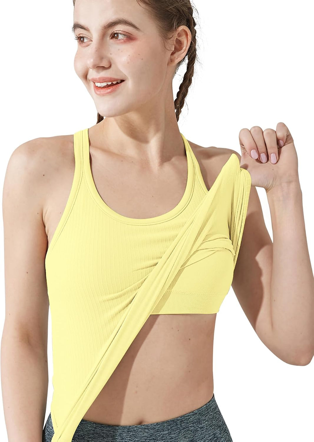 sphinx cat Yoga Racerback Tank Top for Women with Built in Bra,Women's Padded Sports Bra Fitness Workout Running Shirts