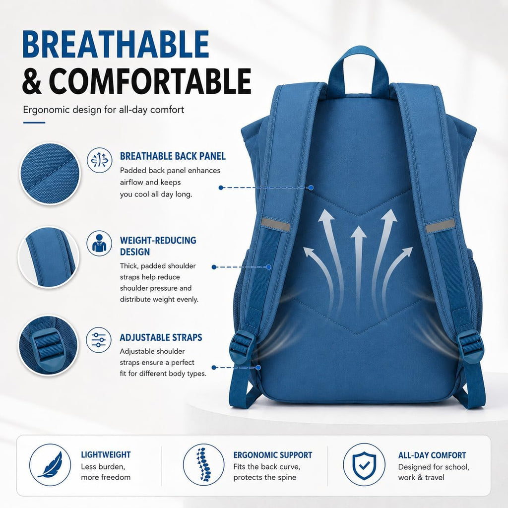 Hiking Travel Backpacks Men and Women, Lightweight Waterproof Laptop Backpack Outdoor Camping Backpack Hiking Daypack for Travel, Trekking, Work 26L (Blue)