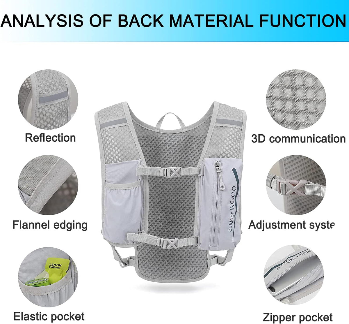 INOXTO Running Hydration Vest Backpack,Lightweight Insulated Pack with 1.5L Water Bladder Bag Daypack for Hiking Trail Running Cycling Race Marathon for Women Men
