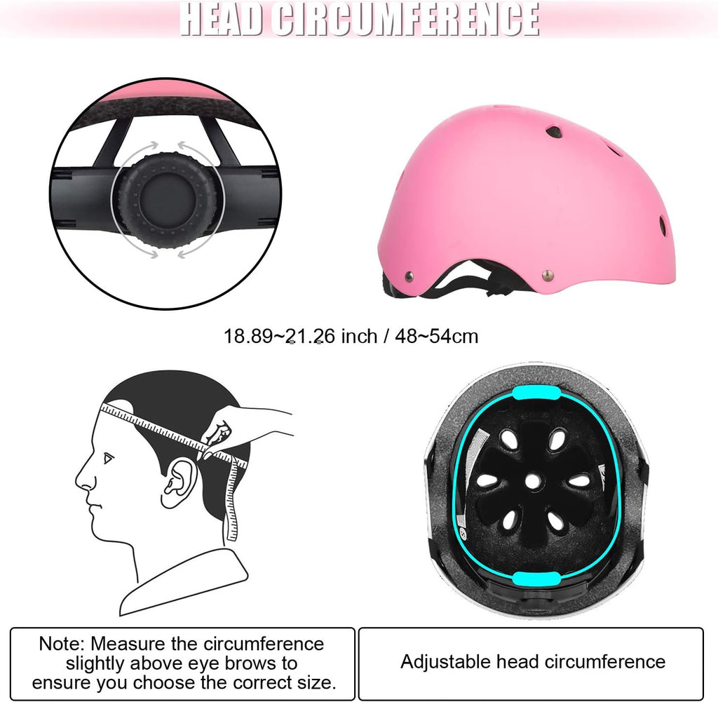 WayEee Kids Bike Helmet Set Knee Pads Adjustable Protective Gear, 3-14 Age