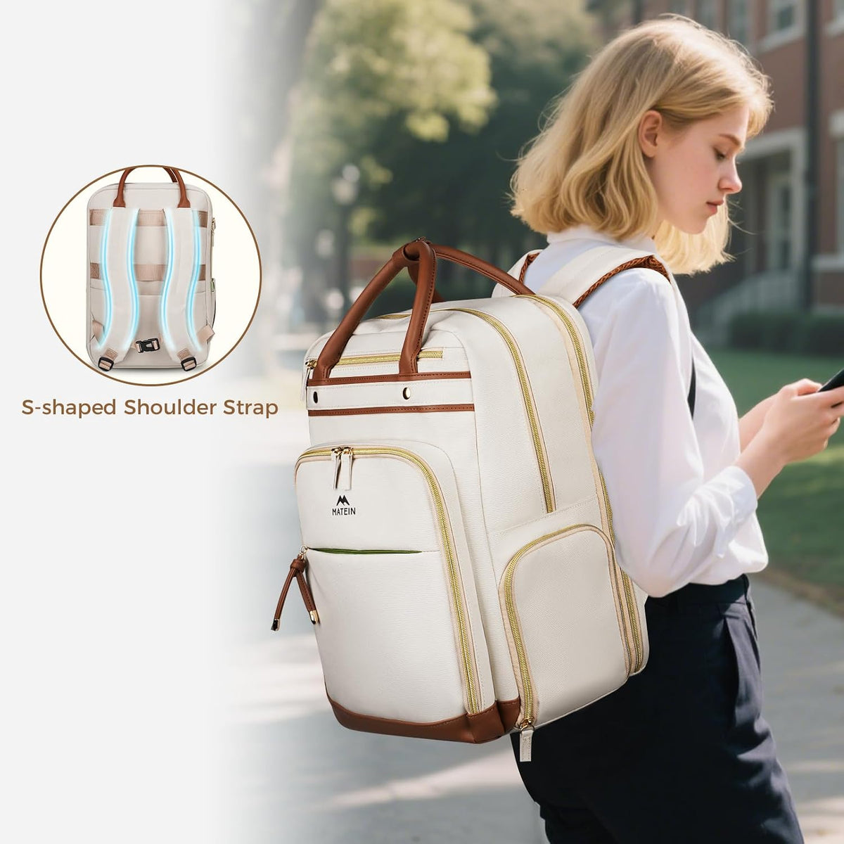 MATEIN Teacher Backpack with Lunch Compartment, 15.6 Inch Laptop Backpack