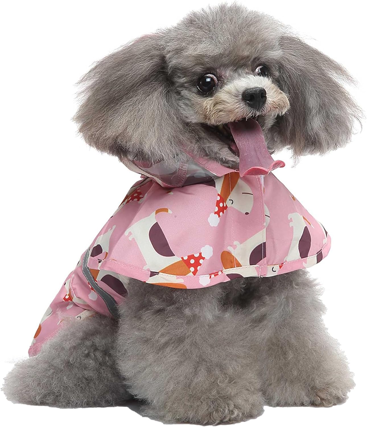 Dog Raincoat Hooded Reflective Waterproof Slicker Poncho