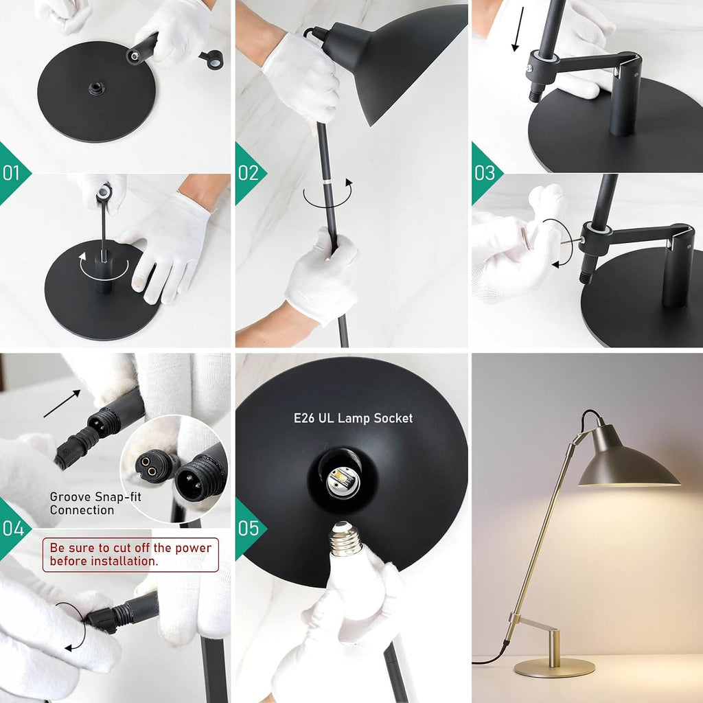 Desk Lamp Modern Industrial 100% Metal Adjustable Table Lamp 24", Natural Light (4000K) with Dimmer, Ideal for Office Bedroom Study Room Living Room Nightstand Bedside Lamps Nickel