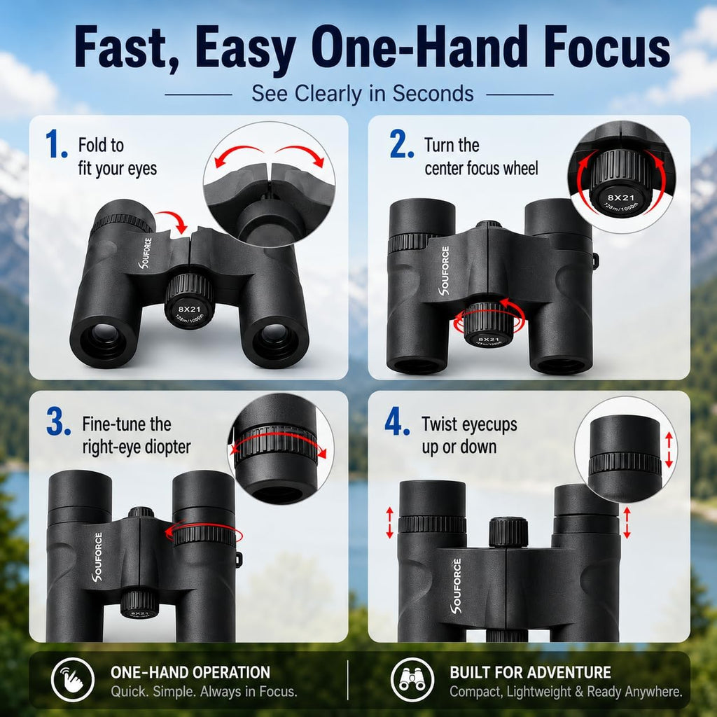 8x21 Compact Binoculars for Adults BAK4 Prism High Powered