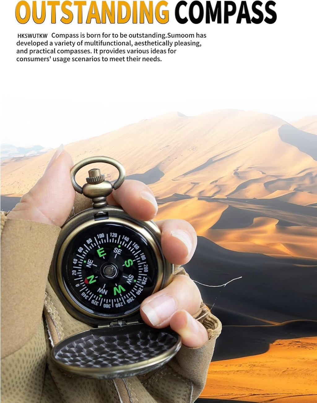 Zinc Alloy Waterproof Golden Keychain Compass - Vintage Antique Design for Kids, Boy Scouts & Hiking - Survival Orienteering & Navigation Gear