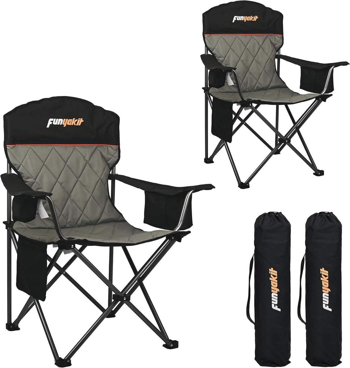Oversized Padded Camping Chairs with Lumbar Support& Cooler Bag