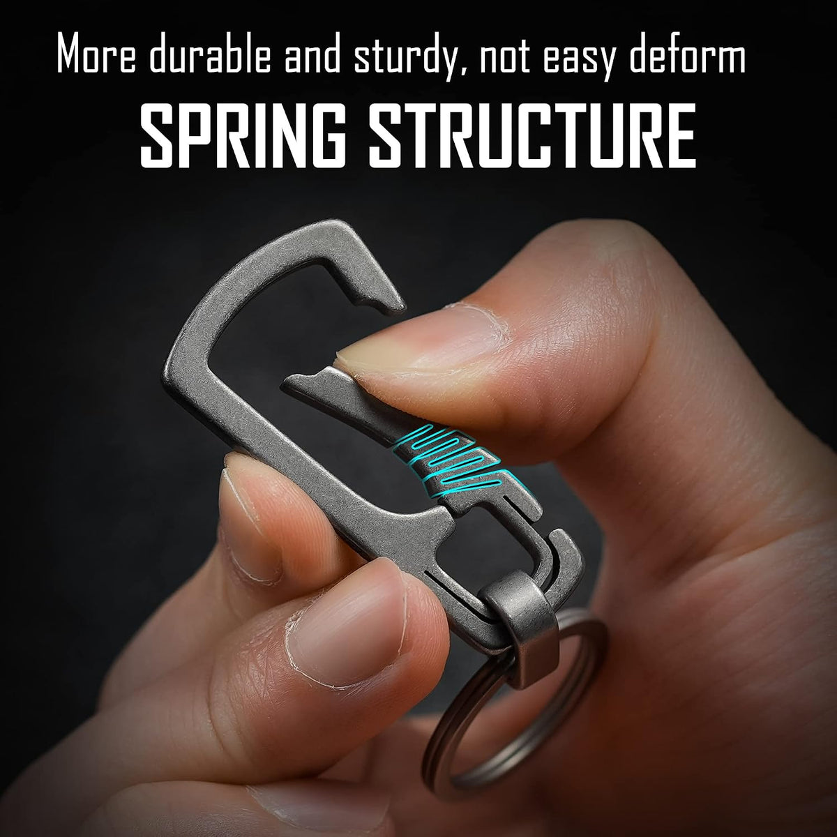 KeyUnity Titanium Carabiner Keychain Clip, Quick Release EDC Key Holder Organizer with Key Ring