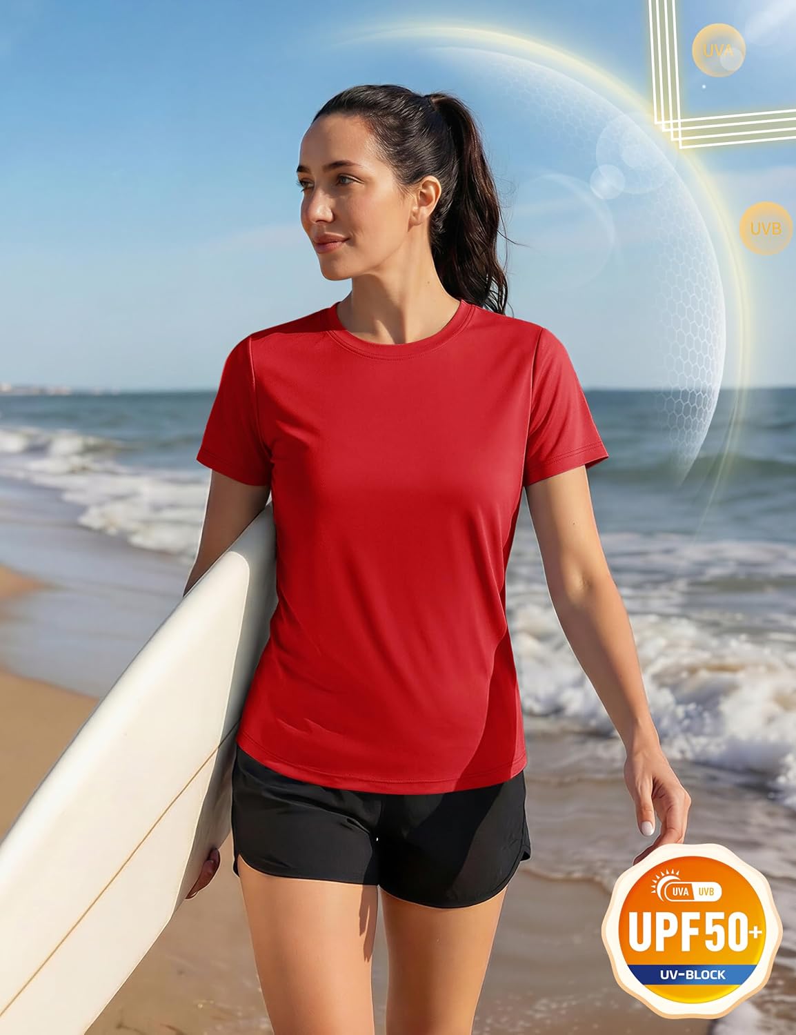 TACVASEN Women's Short Sleeve Workout Shirts UPF 50+ Sun Protection Quick Dry Athletic Tops for Running Gym Tee