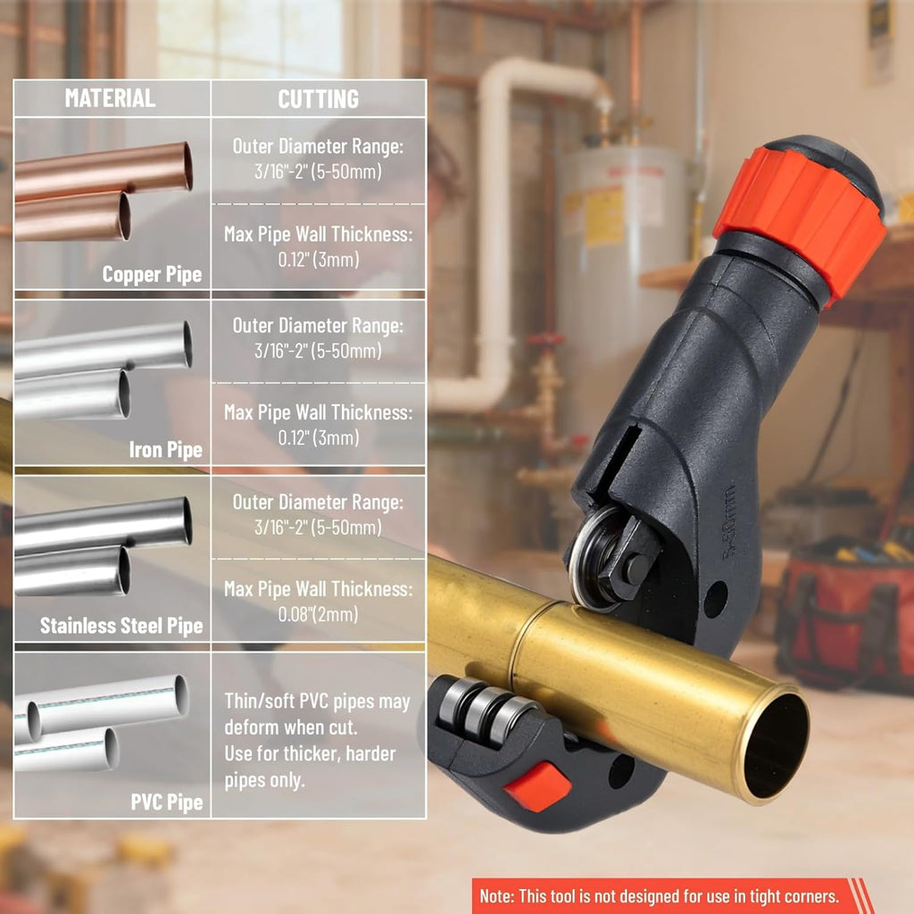 Heavy Duty Tube Cutter, Cuts 3/16 to 2 Inch Outer Diameter Tubes