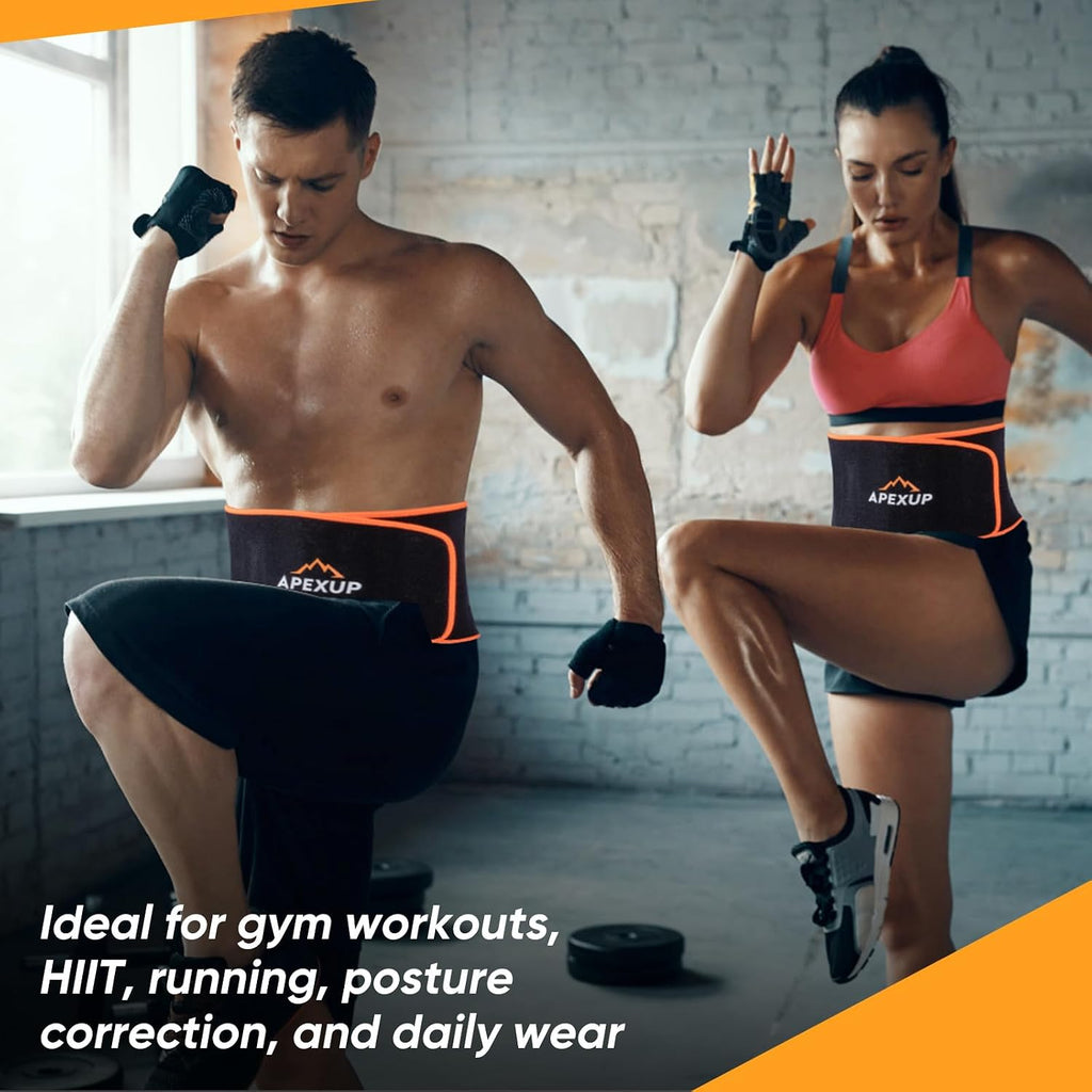 APEXUP Waist Trainer for Women Lower Belly Fat, Men Sweat Band, Stomach Wrap, Waist Trimmer with Removable Lumbar Support