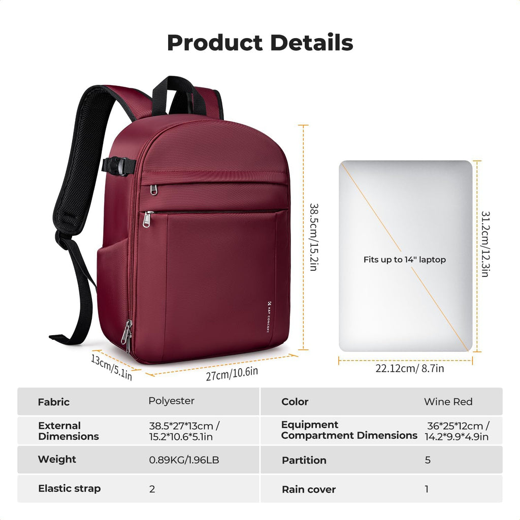 K&F CONCEPT Camera Backpack, DSLR/SLR/Mirrorless Photography Camera Bag