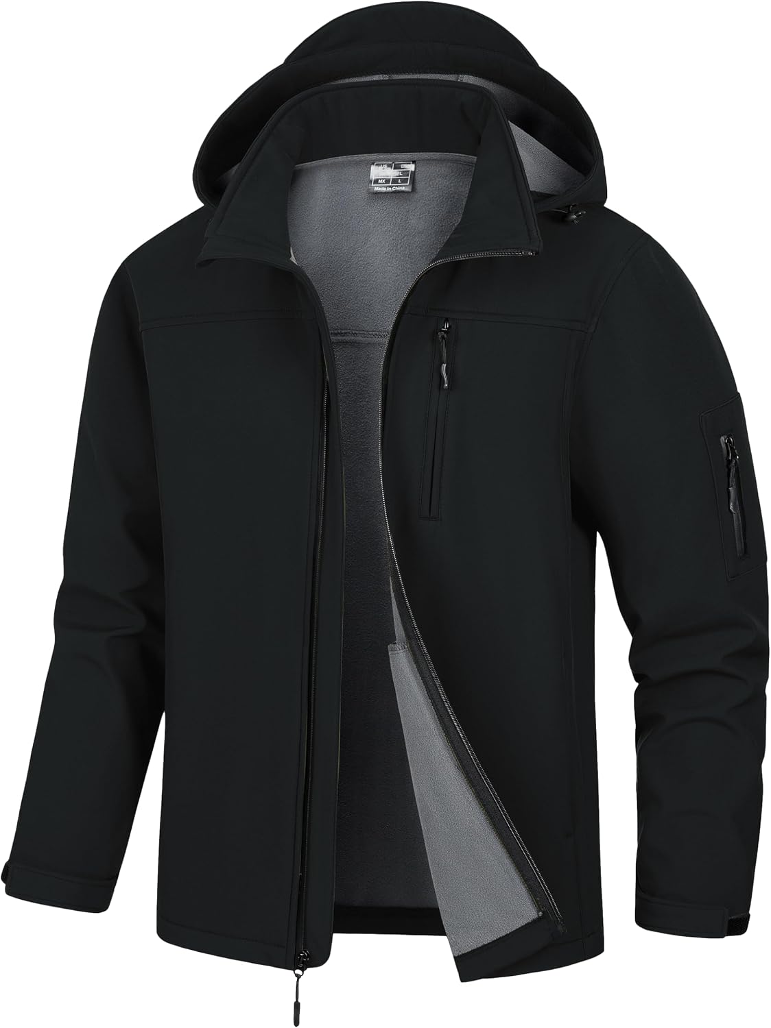 Men's Soft Shell Jacket Waterproof Military Tactical Coat Winter Fleece Lined Rain Jacket with Detachable Hood